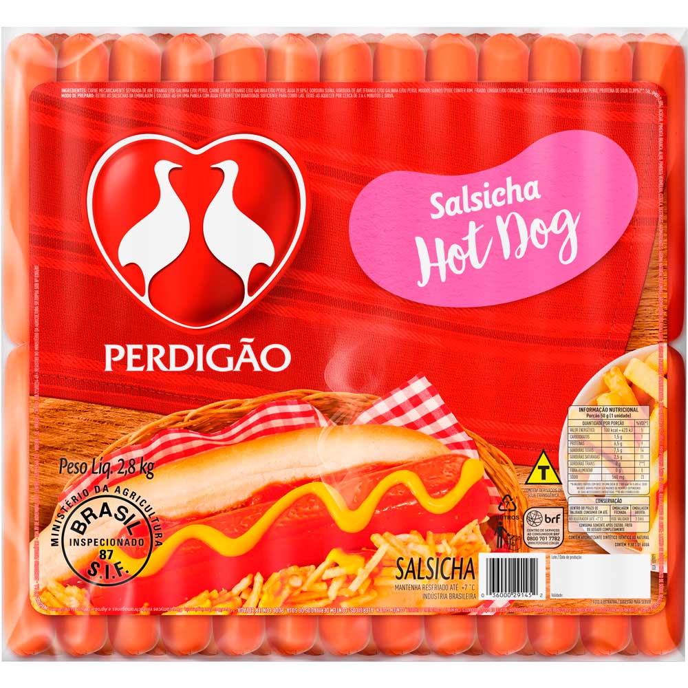 Salsicha 11 cm Perdigão Pct 2,8 kg - 38678