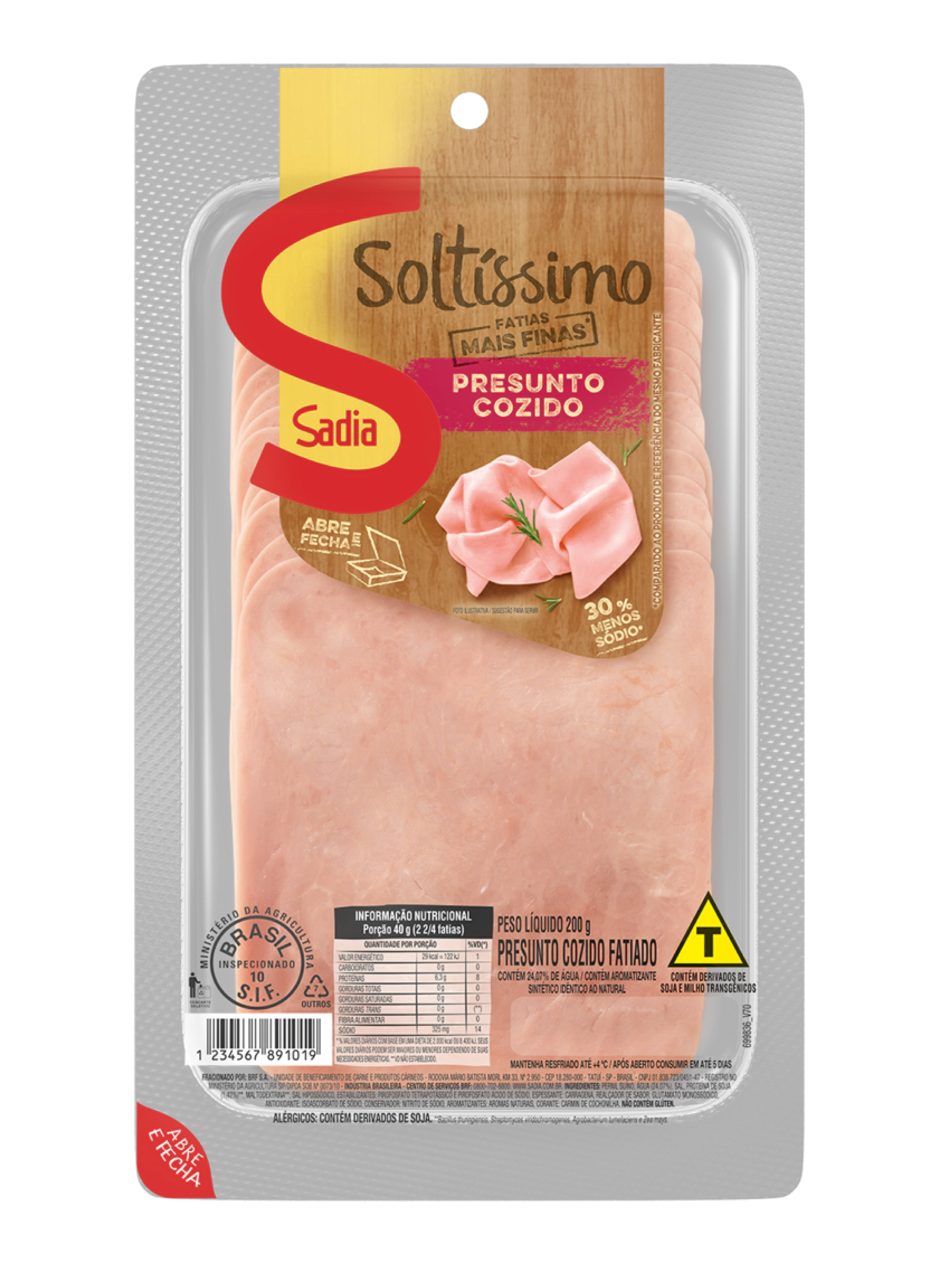 Presunto Fatiado Soltissimo Sadia 200 Gramas