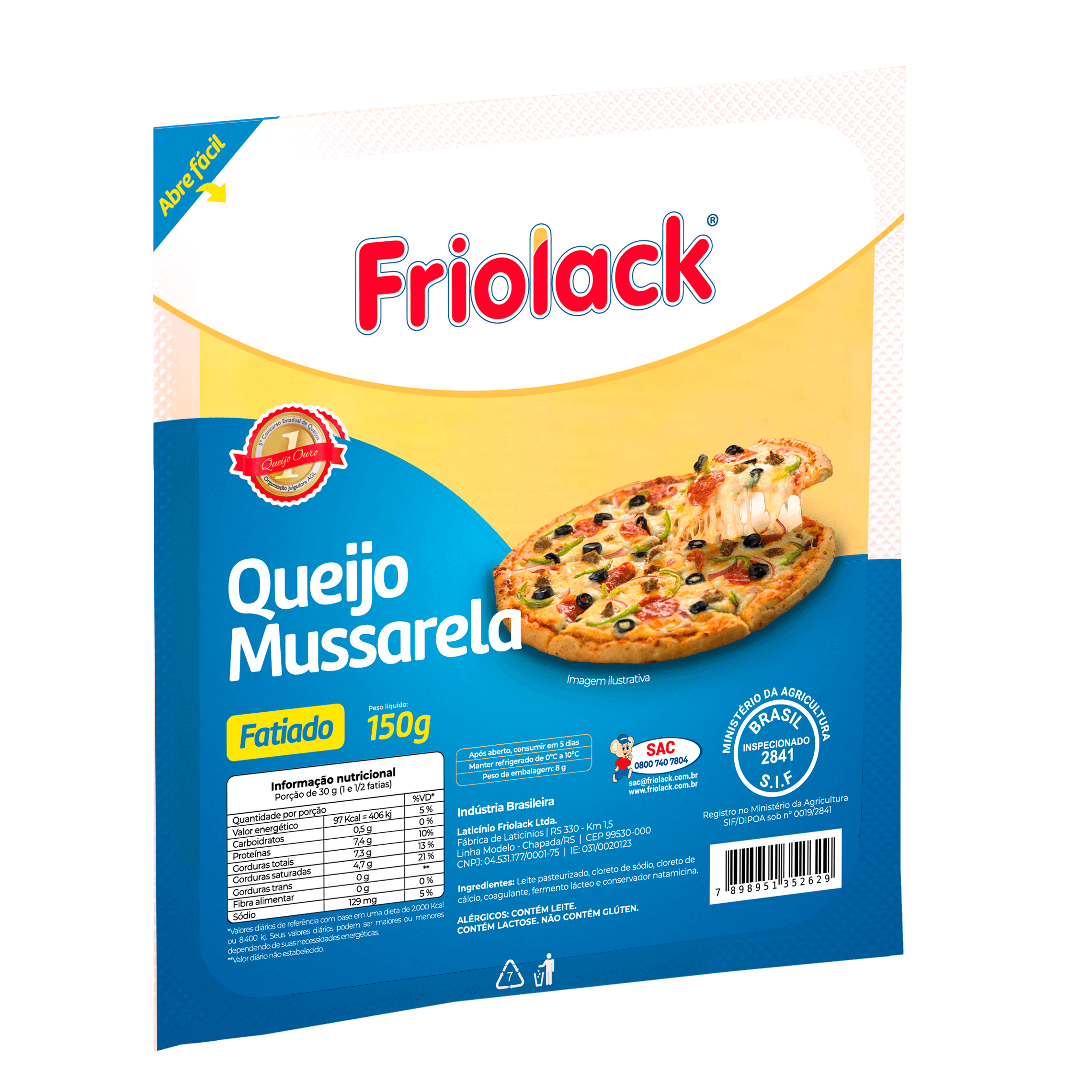 Queijo Mussarela Fatiado Friolack 150G - 40250
