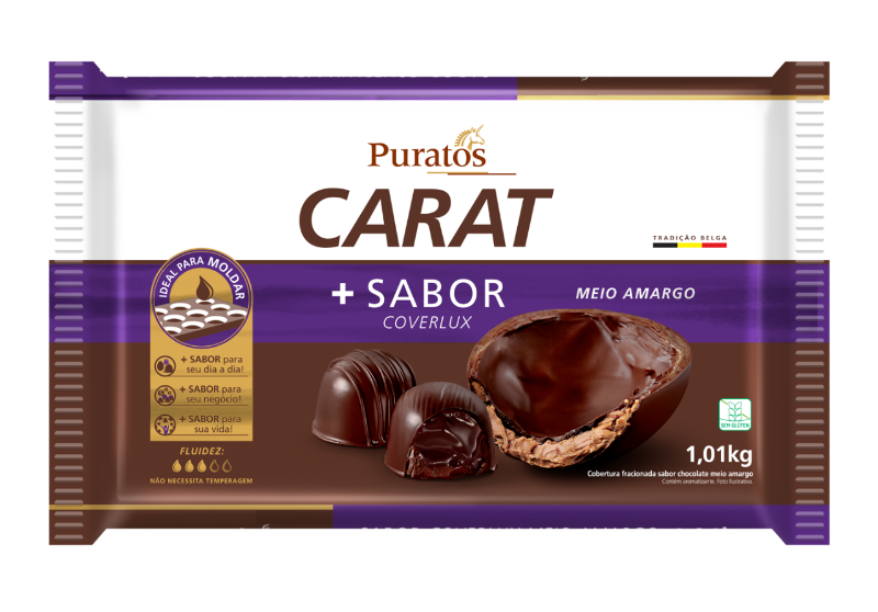 Chocolate Barra Carat Puratos Meio Amargo 1,01 kg - 39405
