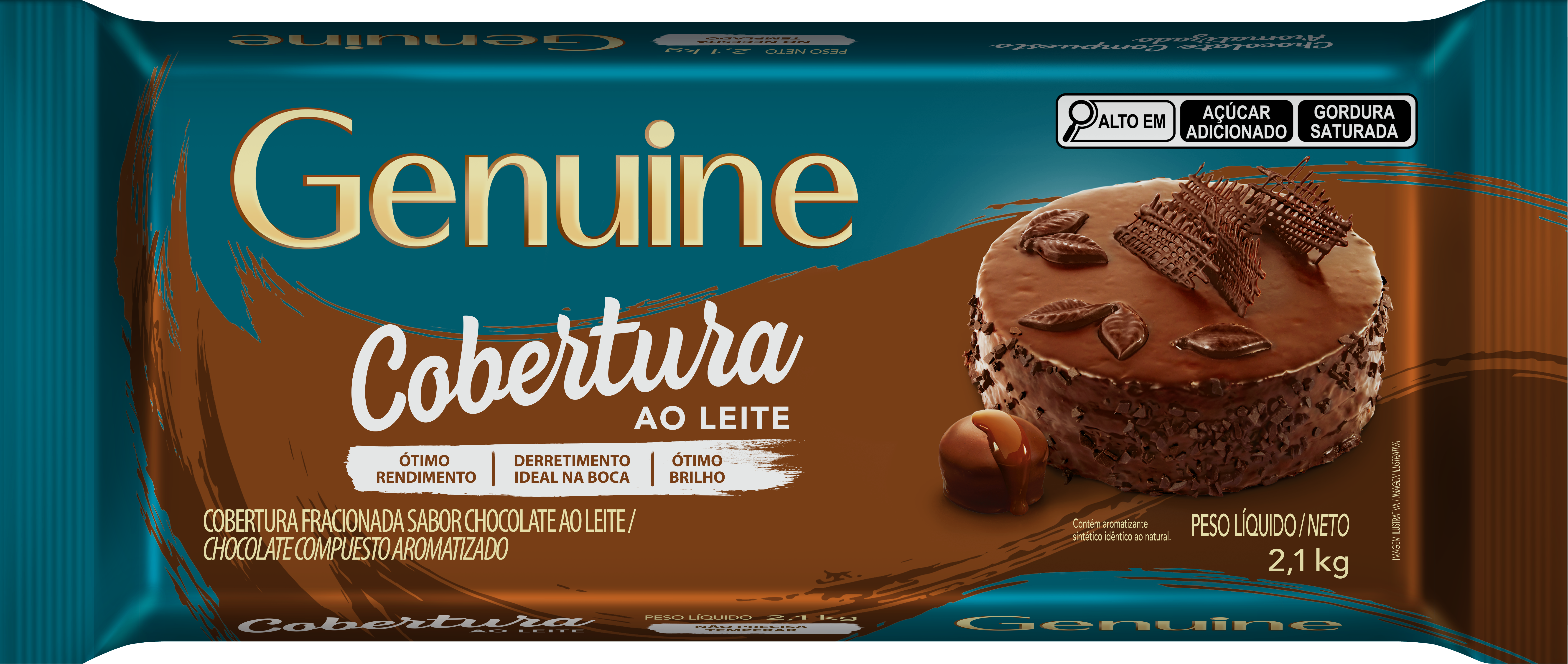 Chocolate Cobertura Barra Genuine ao Leite 2,1 kg - 40386