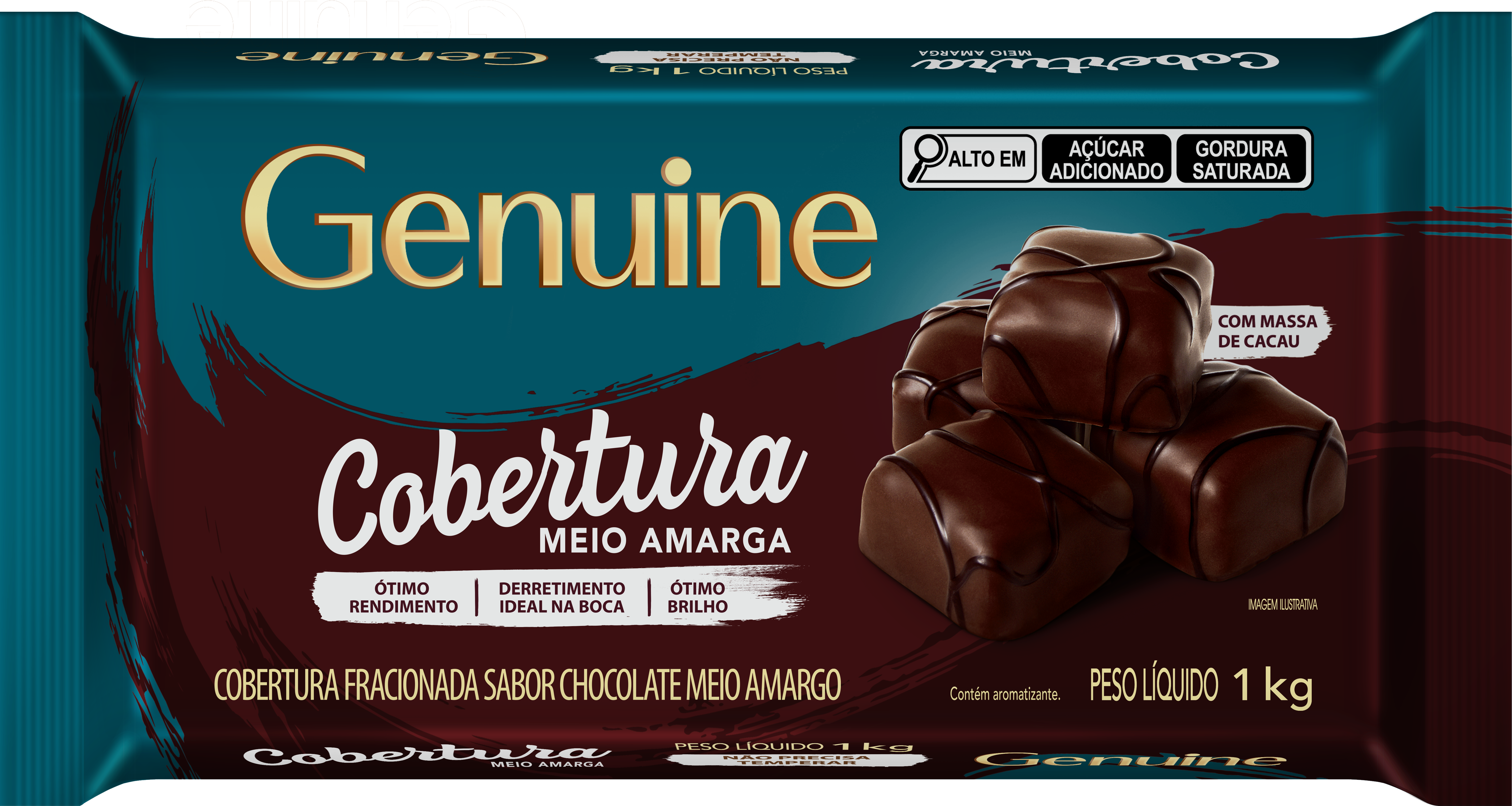 Chocolate Cobertura Barra Genuine Meio Amargo 1 kg - 40387