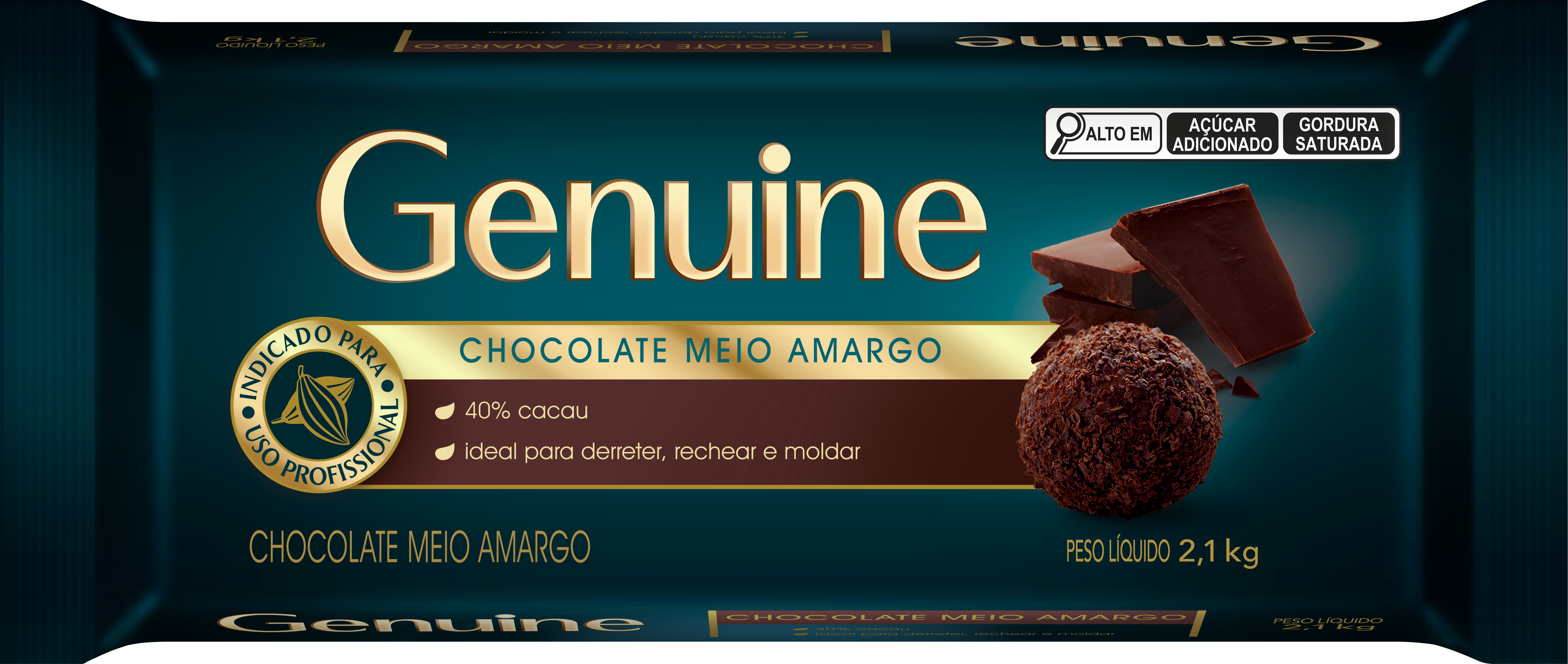 Chocolate Barra Genuine Meio Amargo 2,1 kg - 39550