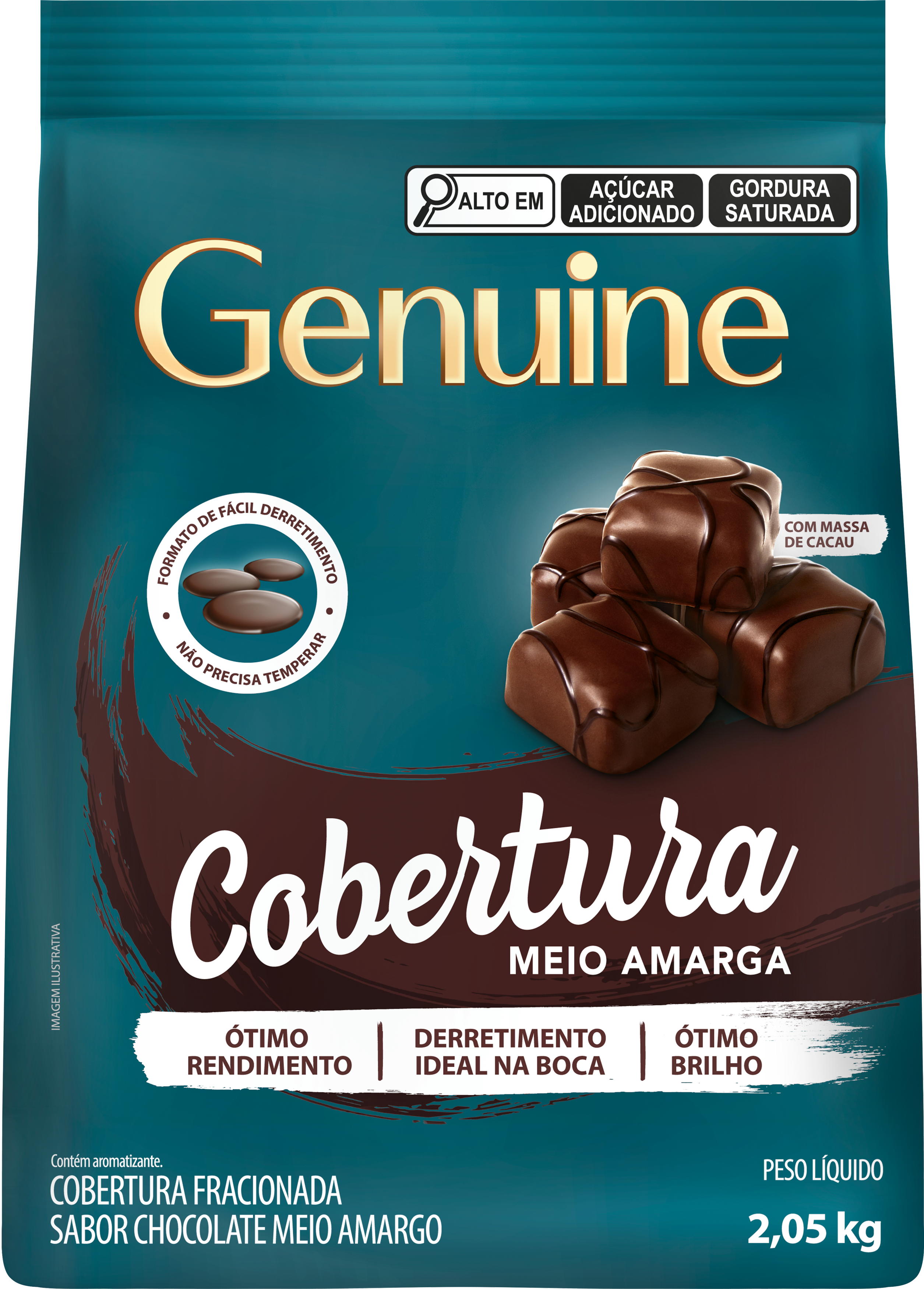 Chocolate Cobertura Moedas Genuine Meio Amargo 2,05 kg - 39552