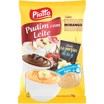 Pudim em Pó com Leite Sachê Piatto Morango 1 kg - 39667