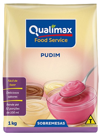 Pudim em Pó Sem Leite Sachê Qualimax Morango 1 kg - 39791