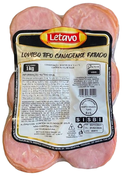 Lombo Canadense Fatiado Letavo Defumado 1 kg - 40061