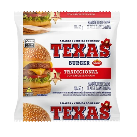 Hamburguer Congelado Bovino. Seara 56 Gramas - Texas