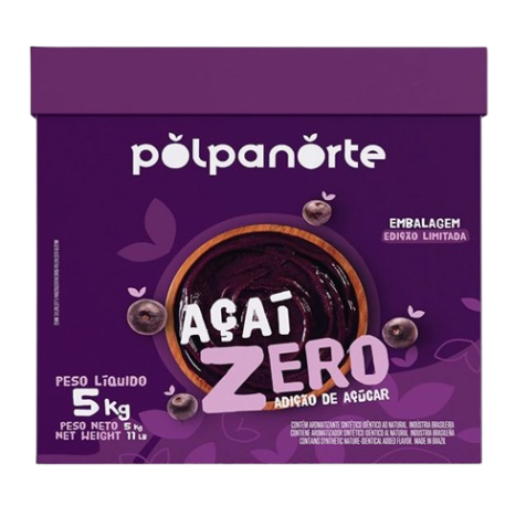 Açai Zero Açúcar Congelado Polpanorte Caixa 5K - Tradicional