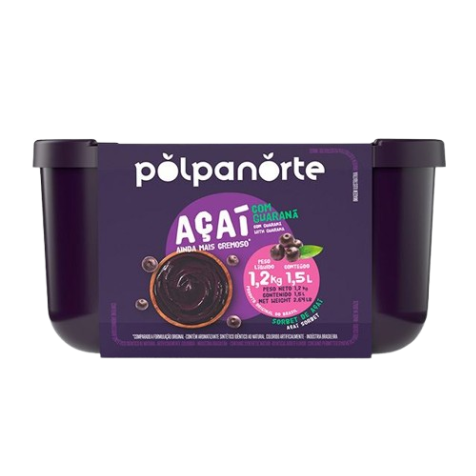 Açai Congelado Polpanorte Pote 1,2 Kg - 1,5 Litros - Tradicional