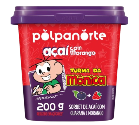 Açai Turma Da Monica Polpanorte Pote 200 Gramas - Morango