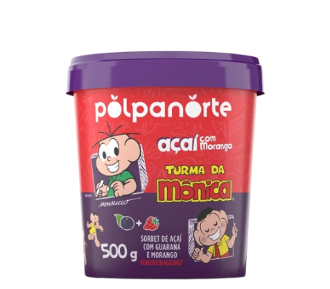 Açai Turma Da Monica Polpanorte Pote 500 Gramas - Morango