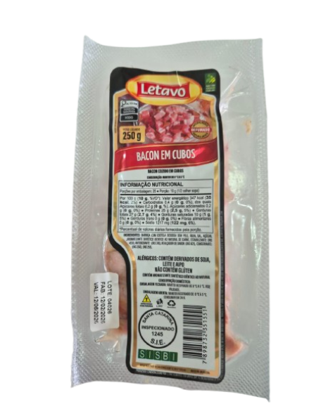 BACON CUBOS LETAVO 250G - CX12