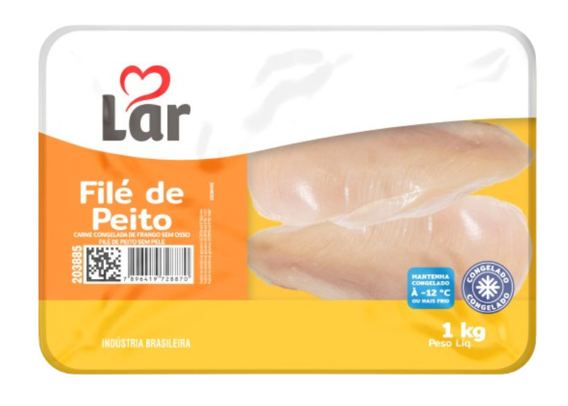 FRANGO FILE PEITO CONG LAR BANDEJA 1KG - CX14KG